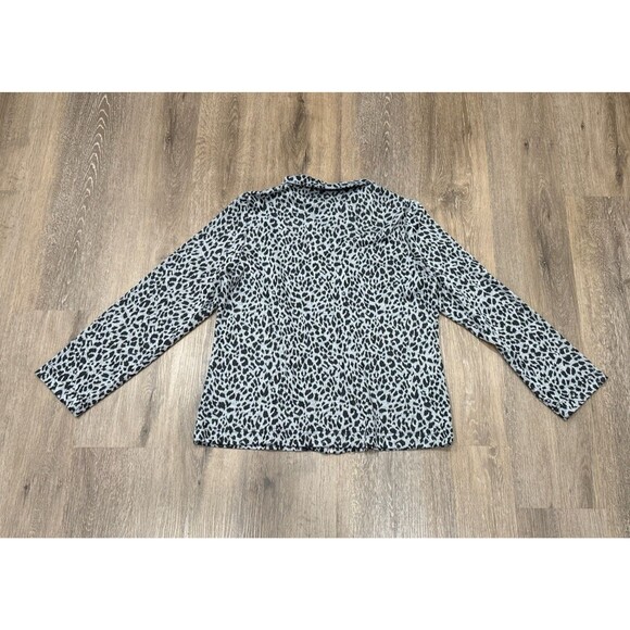 Hot Cotton Womens XL Leopard Print Gray Black Full Zip Jacket Stretch Top - Picture 8 of 8
